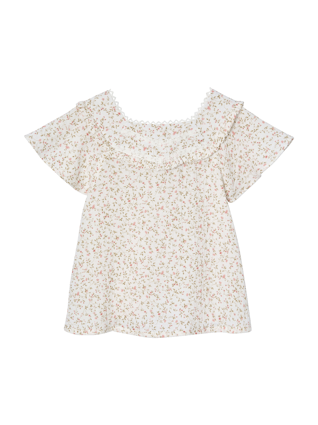 Blouse de cérémonie fleurie en gaze de coton, VERTBAUDET