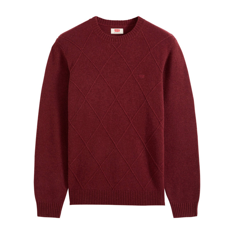 Pull en laine mélangée bordeaux à coupe droite pourvu d'un col rond, LEVI'S