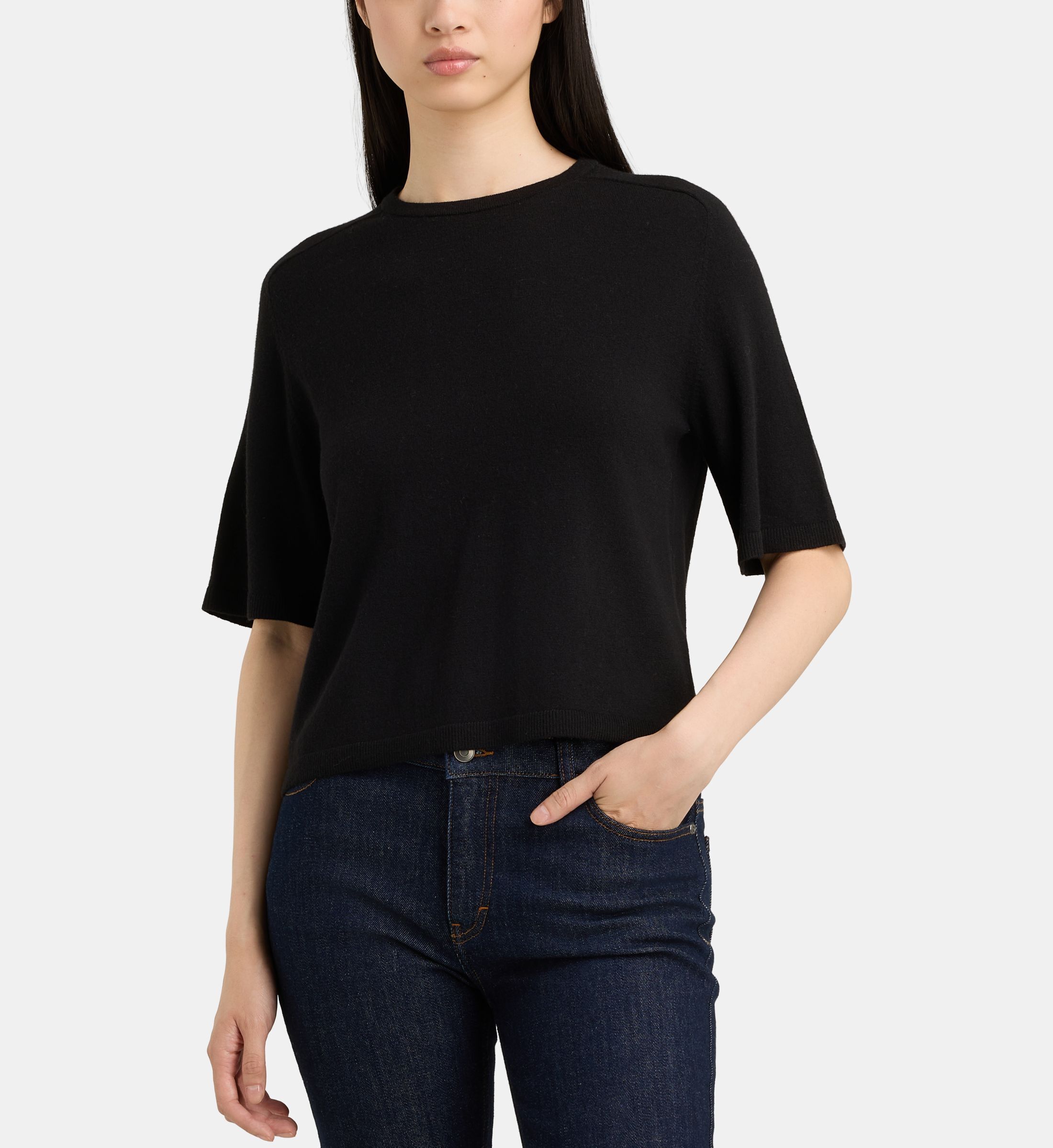 Pull elsa crop ample fluide en laine, GALERIES LAFAYETTE