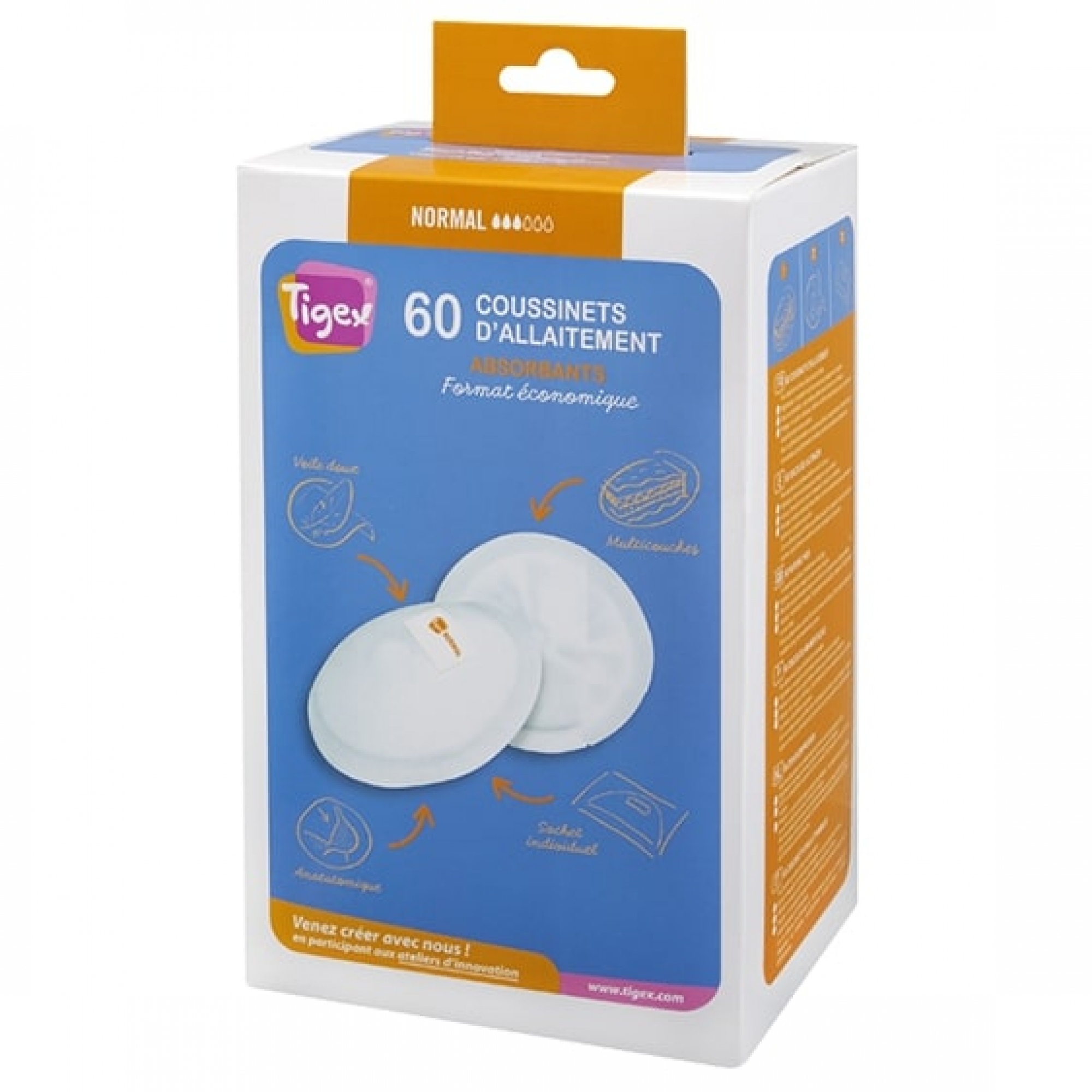 Lot de 60 coussinets d'allaitement Normal, TIGEX
