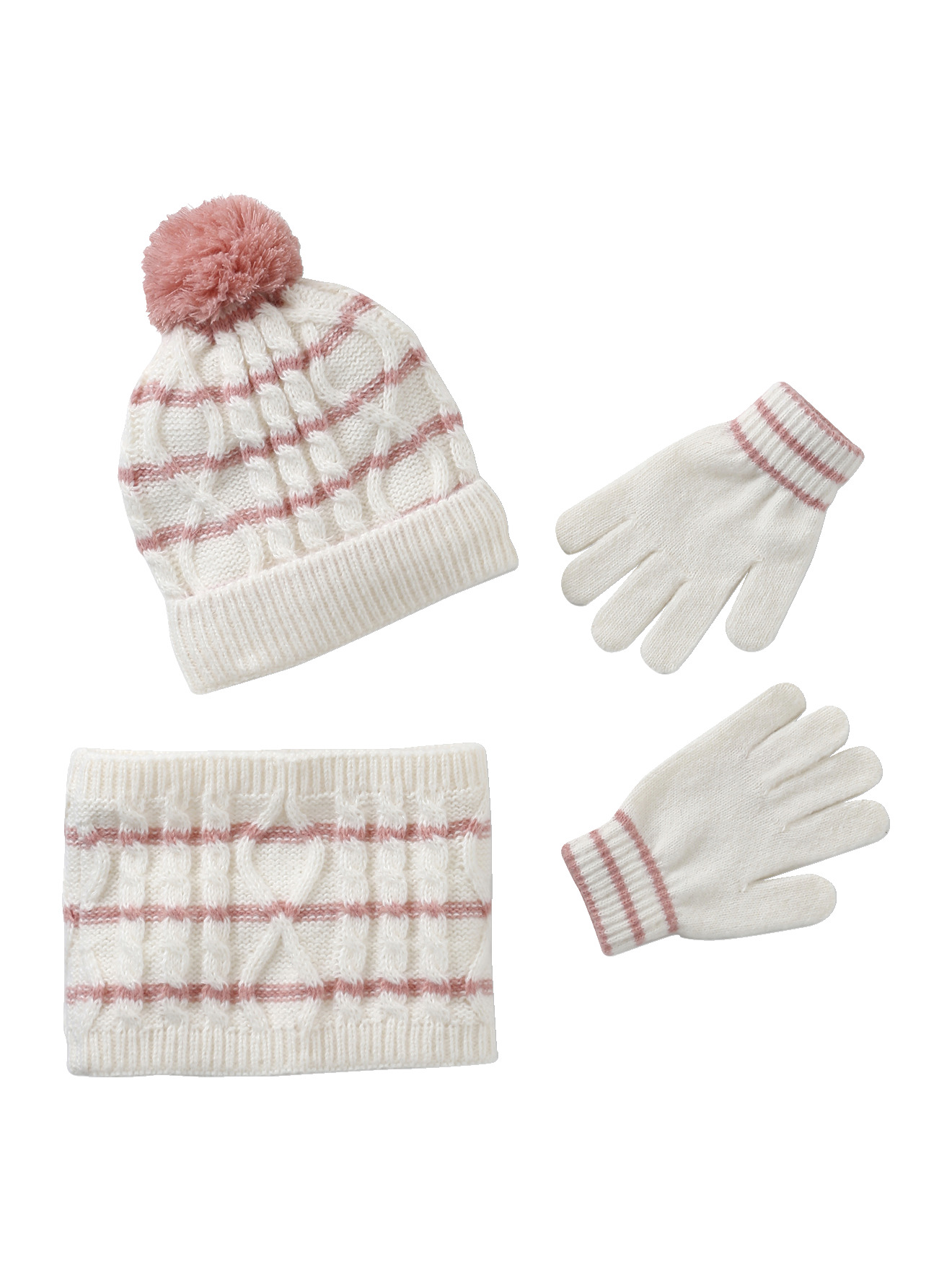 Ensemble torsadé bonnet + snood + moufles/gants, VERTBAUDET