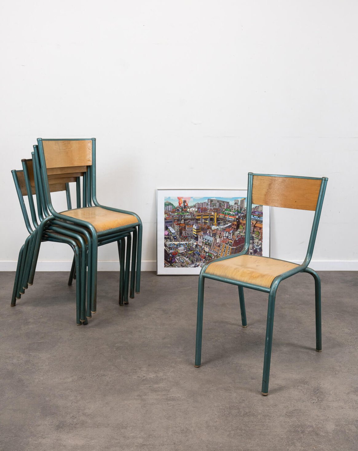 Lot de 6 chaises d'école Claude N°1366 - Bon état, DEBONGOUT