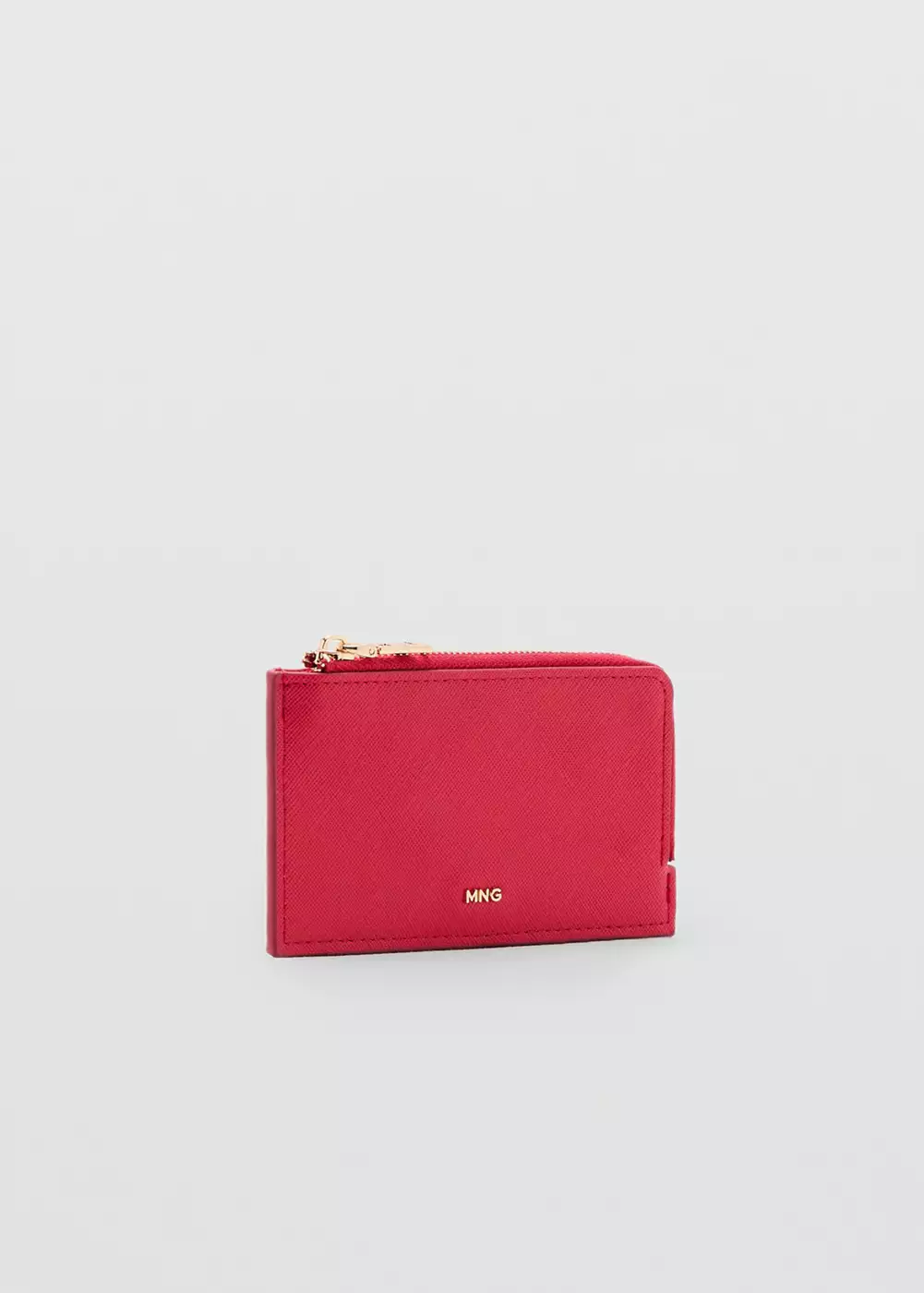 Porte-cartes effet saffiano à zip, MANGO