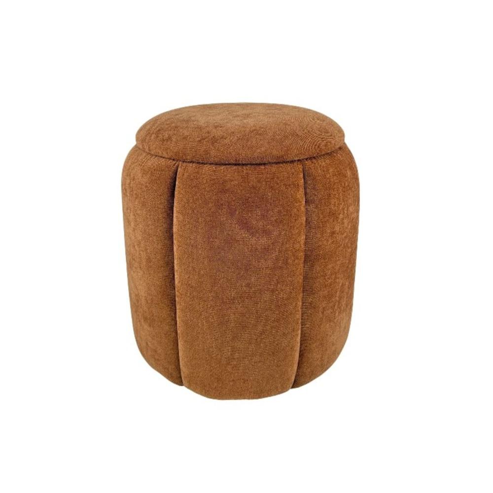 Pouf rond en velours rouille Ø36 cm Olivia, AMADEUS