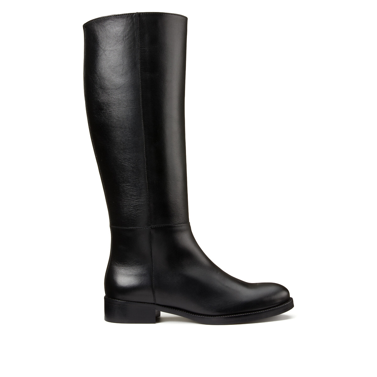 Leather riding boots, black, La Redoute Collections | La Redoute