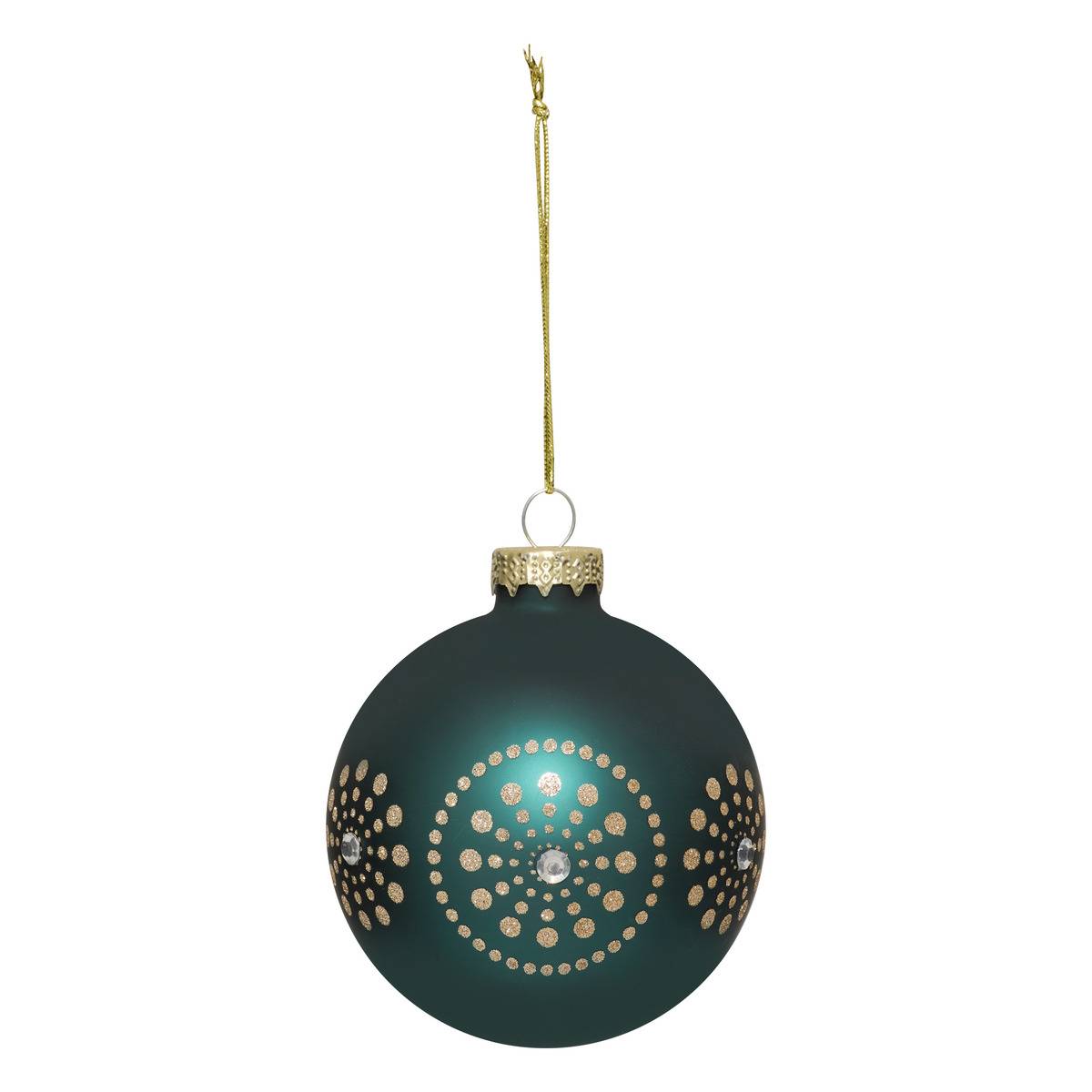 Boule de Noël en verre feu d'artifice vert D. 80 mm, FEERIC LIGHTS & CHRISTMAS