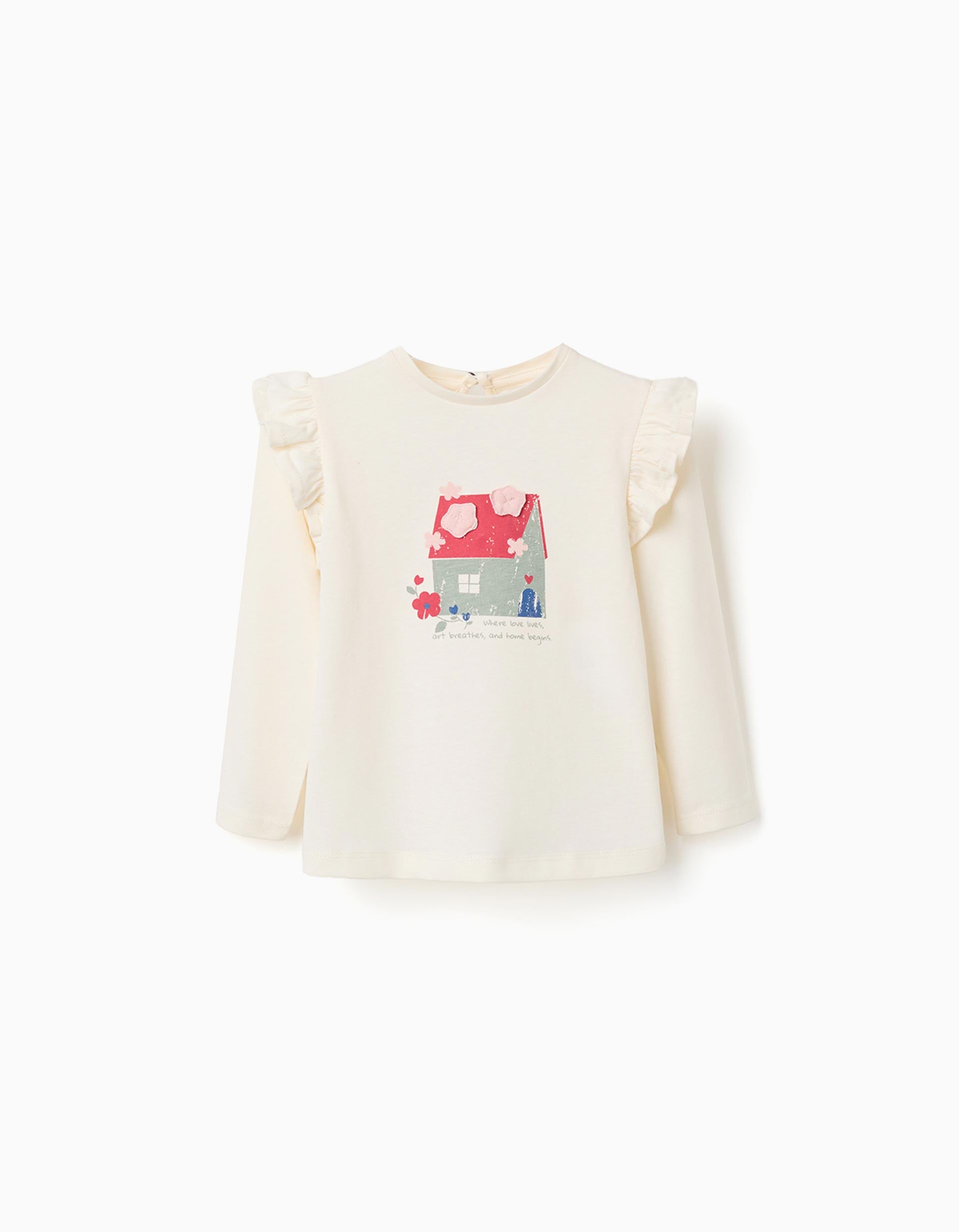 T-shirt en coton à manches longues avec imprimé fleurs, ZIPPY