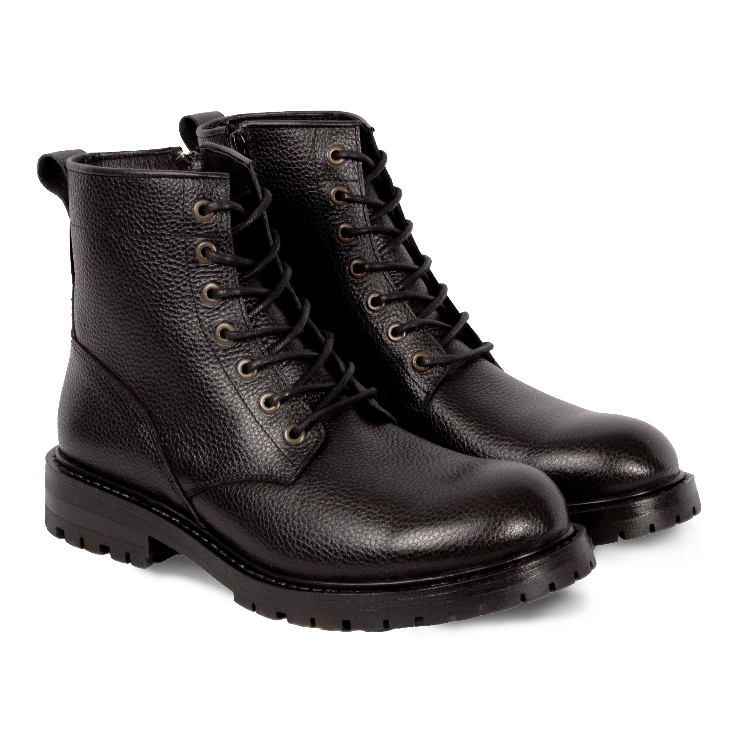 Ranger boots crantées cuir grainé, JULES & JENN