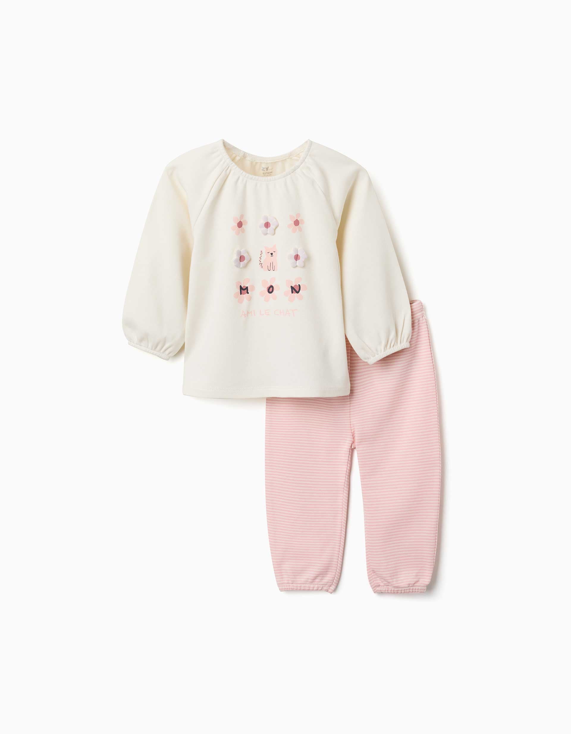 Pyjama à manches longues en coton avec fleurs imprimées, ZIPPY