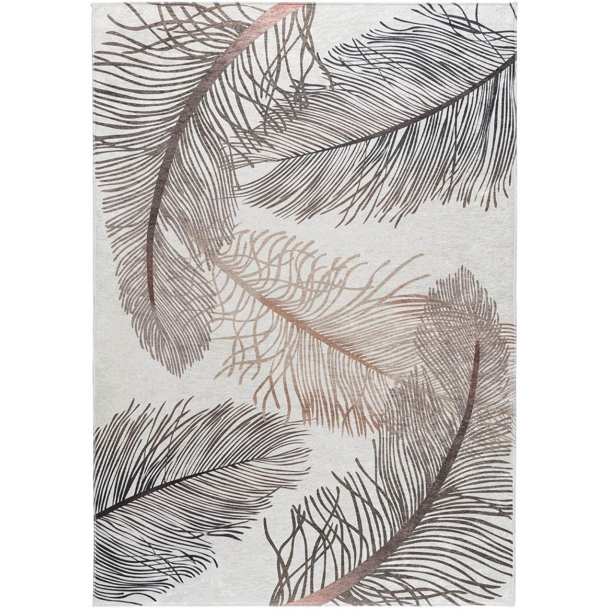 tapis contemporain floral beige lavable en machine plat louvain