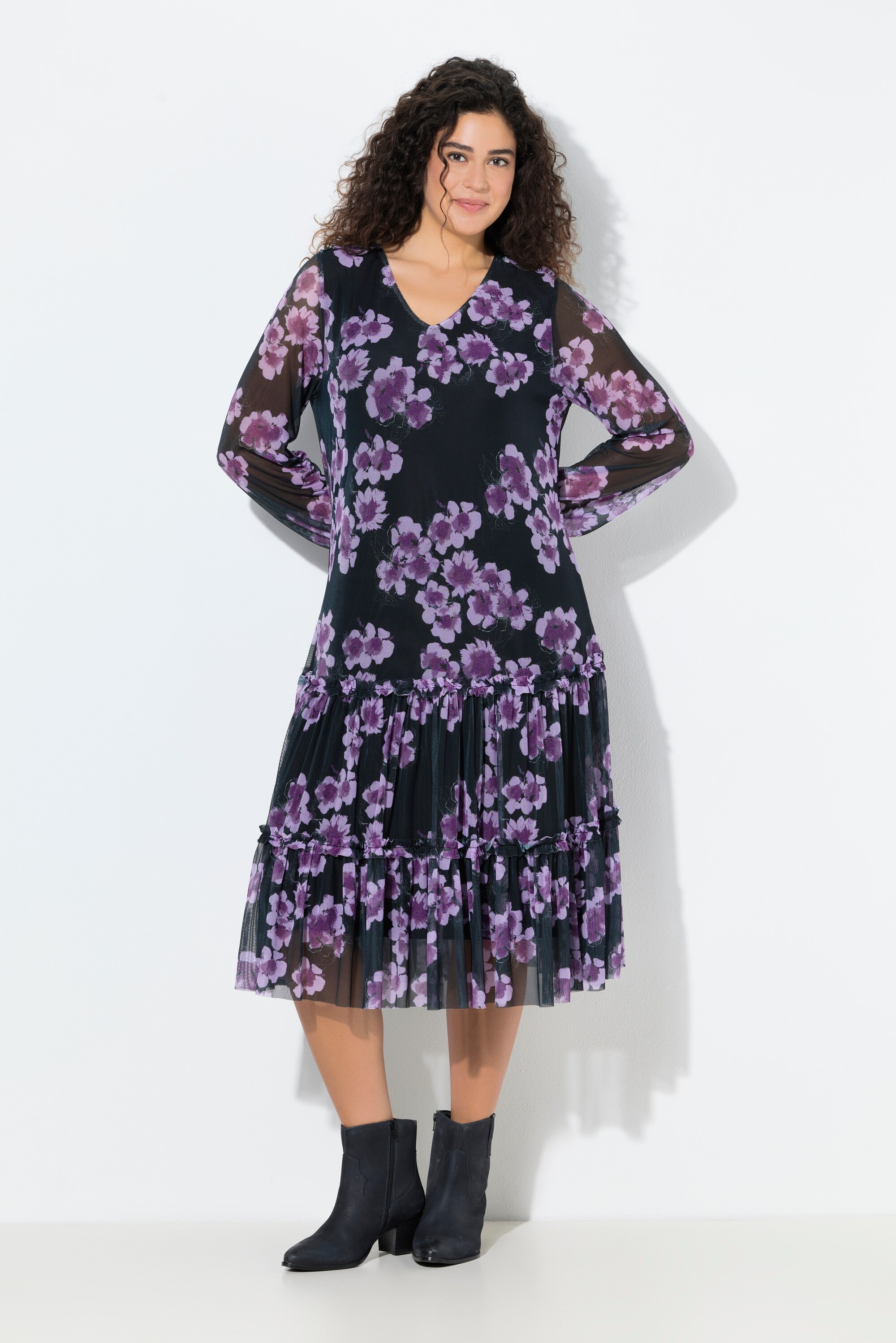 Robe midi doublée, imprimé fleurs, ULLA POPKEN