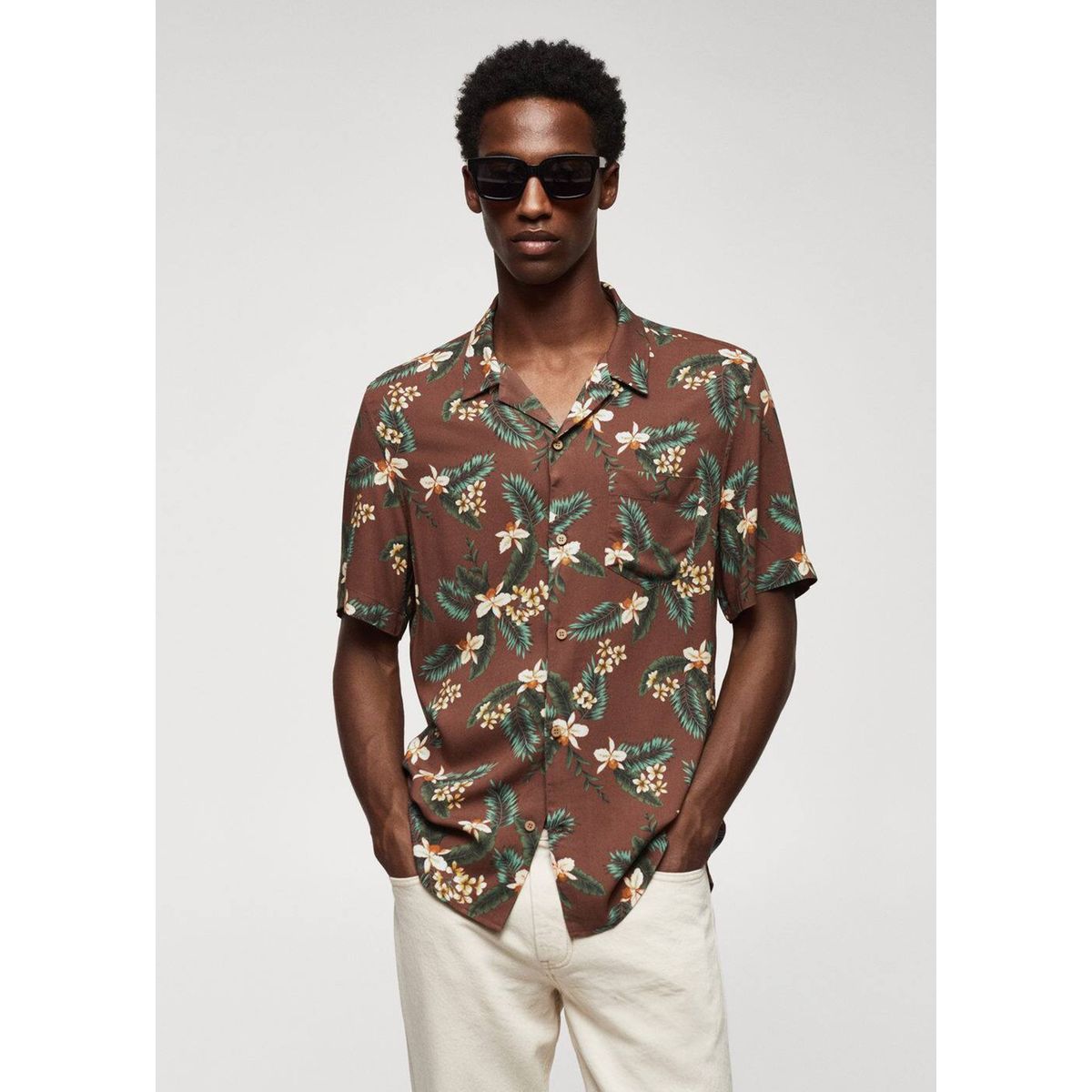 Chemise regular fit en imprim hawa en grenat Mango Man La Redoute
