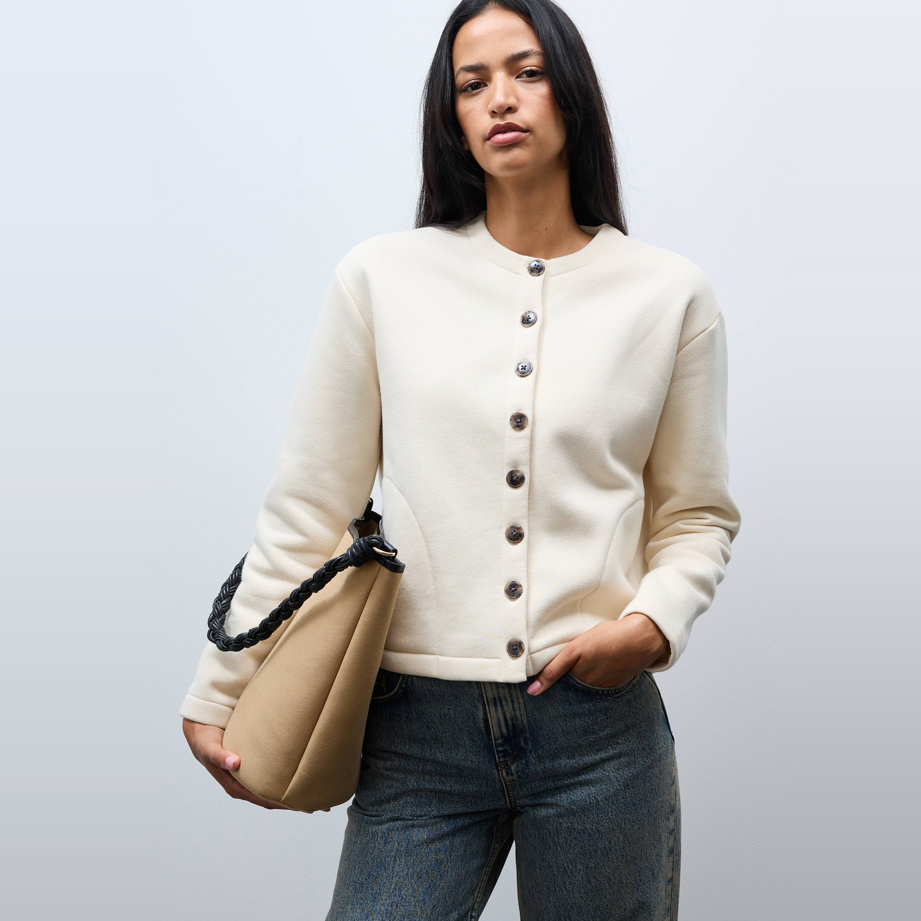 Cardigan boutonné contenant du coton BIO, MONOPRIX