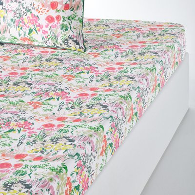Coloured Field Floral 100% Cotton Percale 200 Thread Count Fitted Sheet LA REDOUTE INTERIEURS