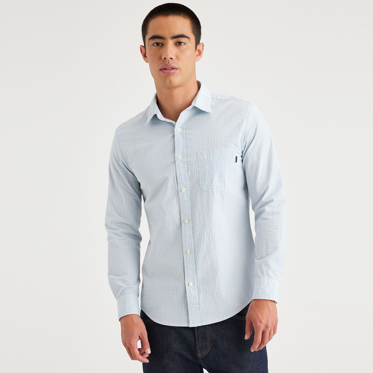 Image of Gingham Cotton Shirt in Slim Fit