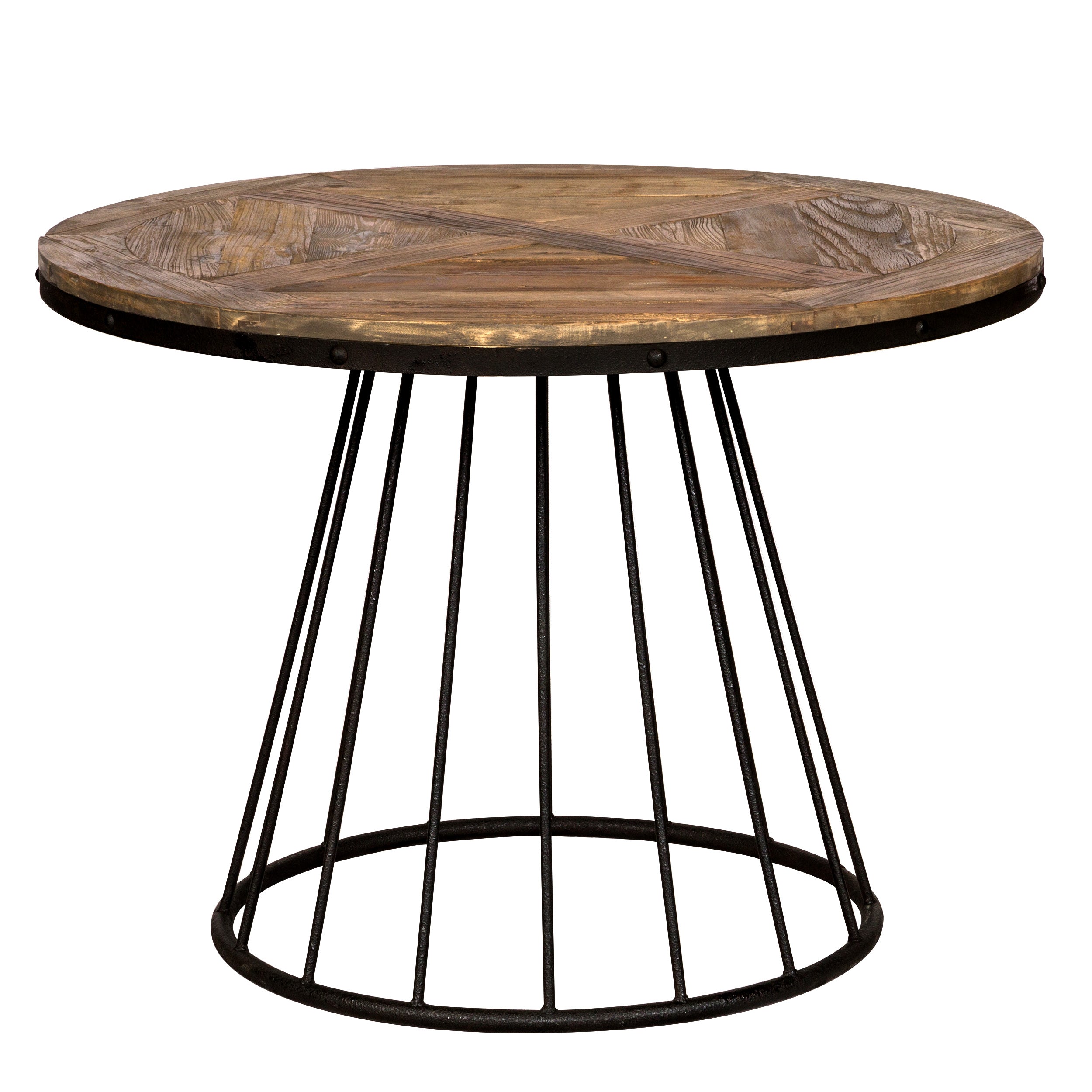 Table ronde 5 personnes en bois de cèdre et pied en métal D110 cm - PRALUS, MAISON PAVANE