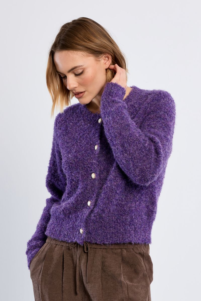 Cardigan boutonné uni, LILI SIDONIO