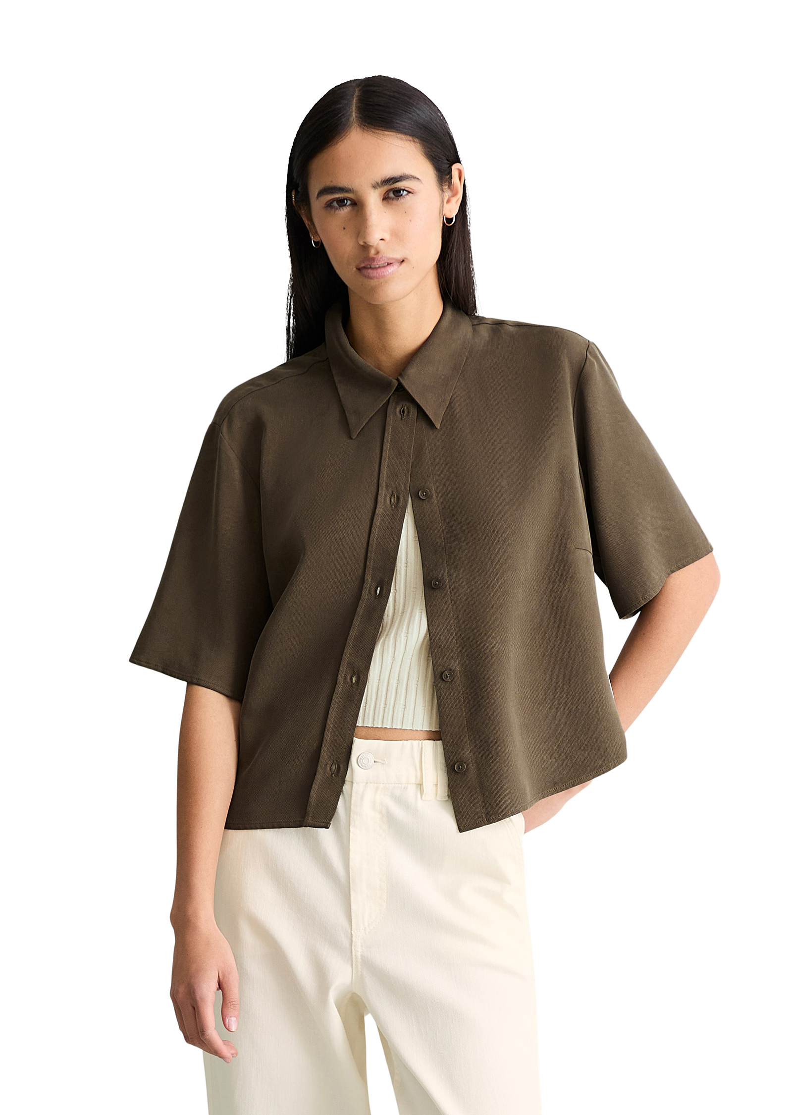 Chemisier crop relaxed en TENCEL™ Lyocell, MARC O’POLO DENIM