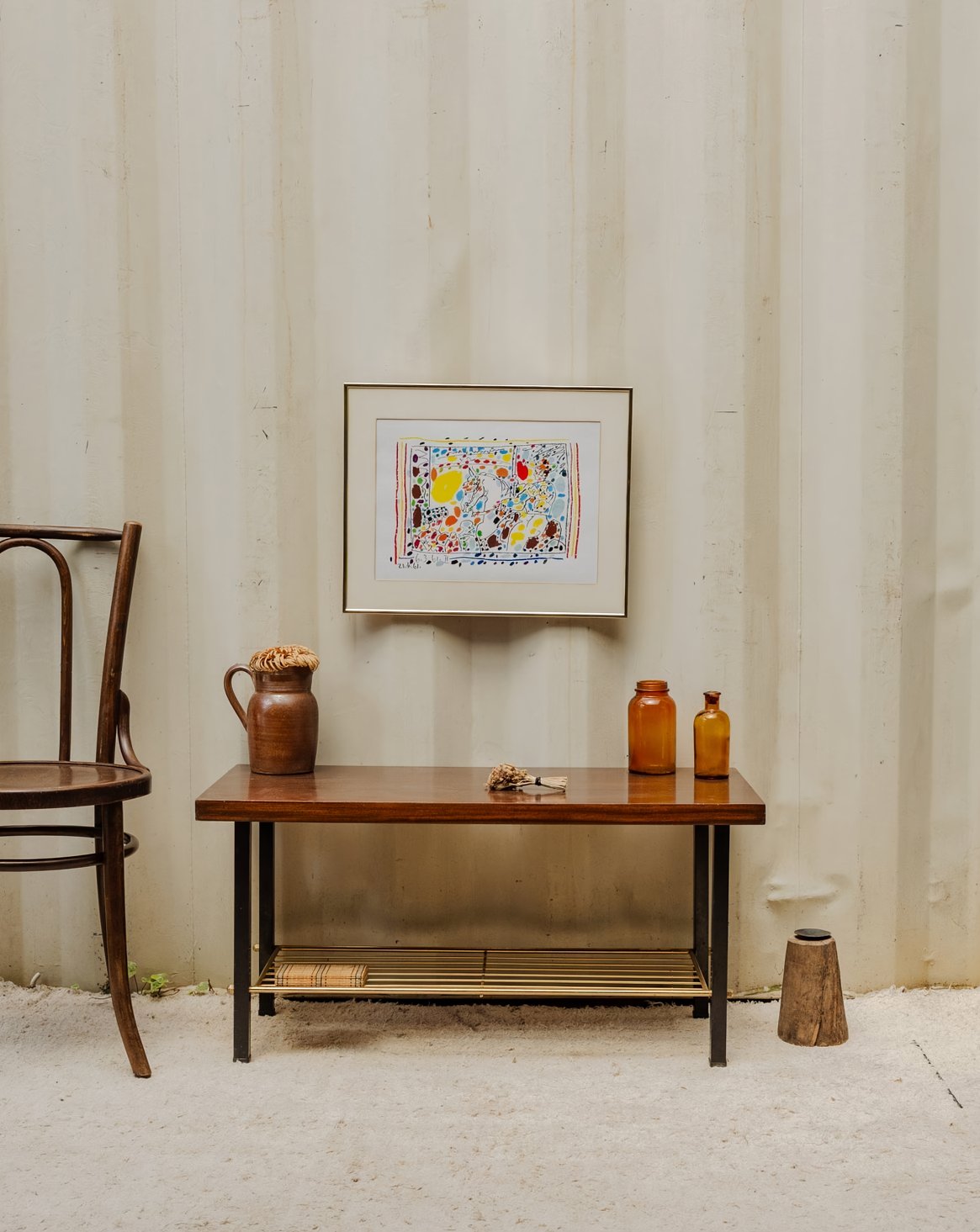 Table basse en bois et métal Donna N°1063 - Bon état, DEBONGOUT