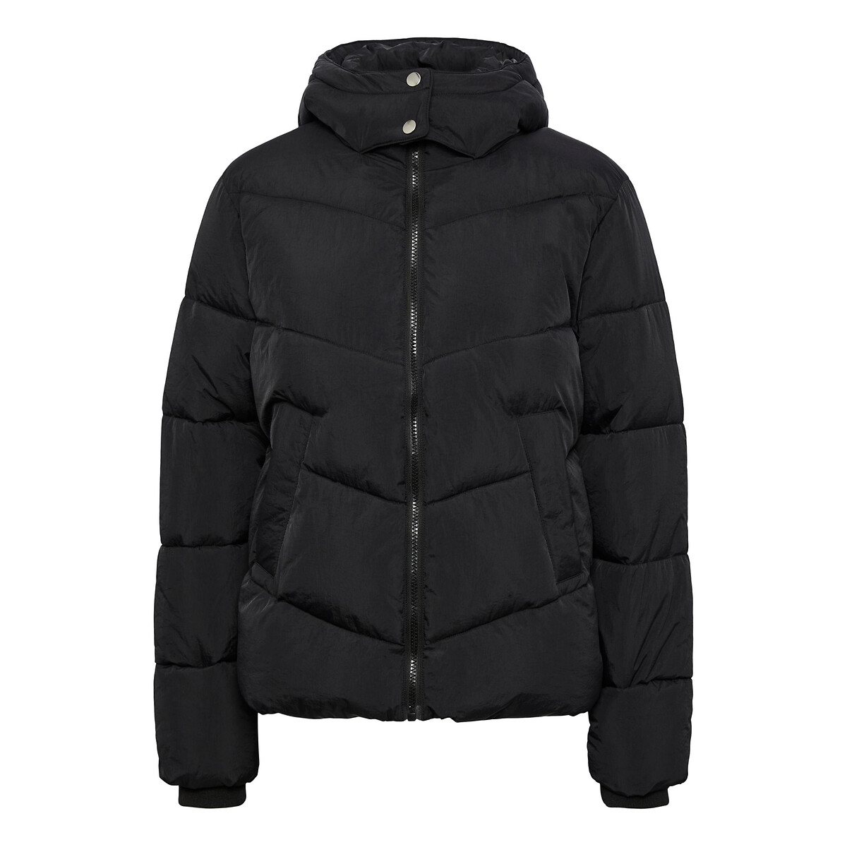 river island black hooded puffer jacket