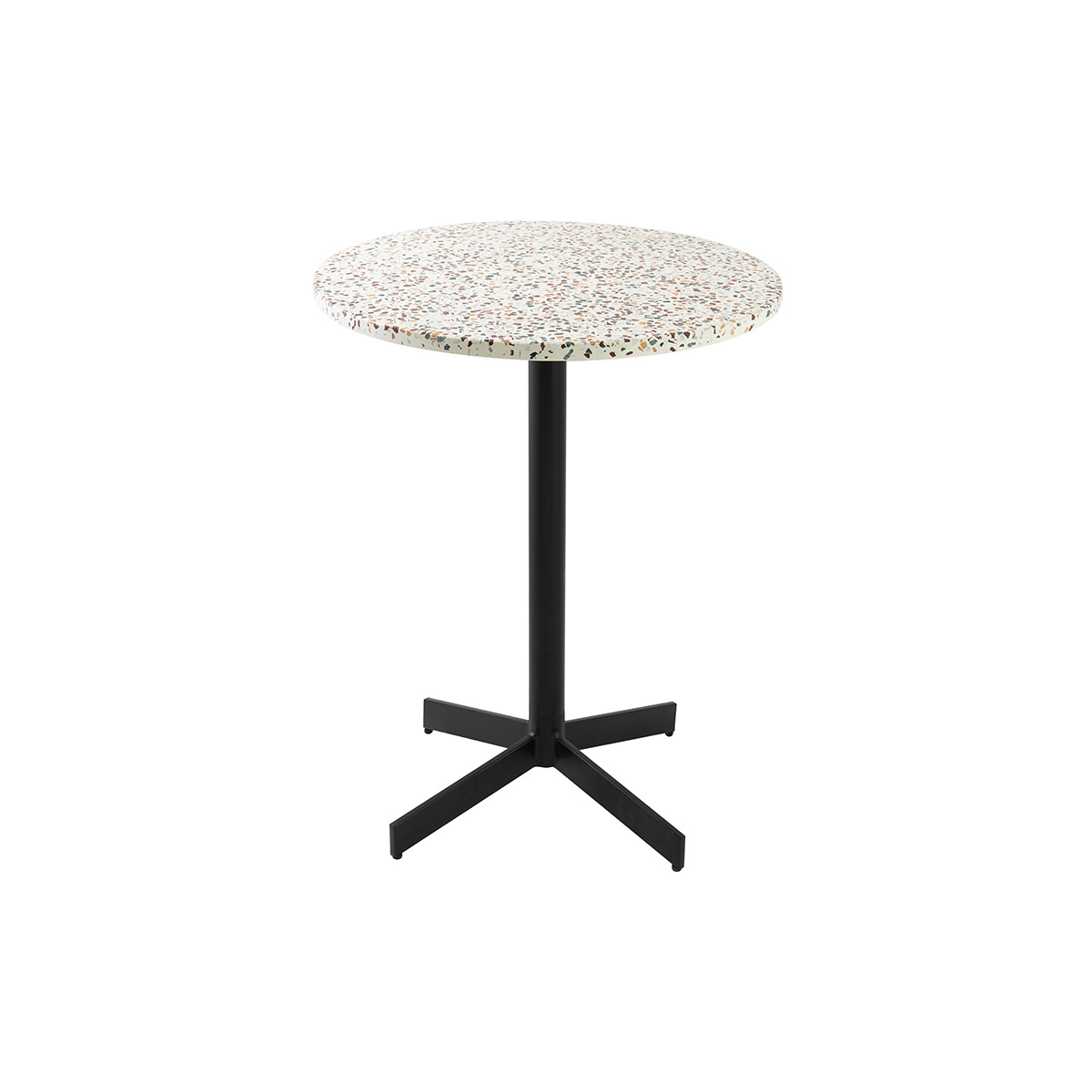 Table bistrot ronde en bois massif et métal noir D60 cm MEERA, MILIBOO