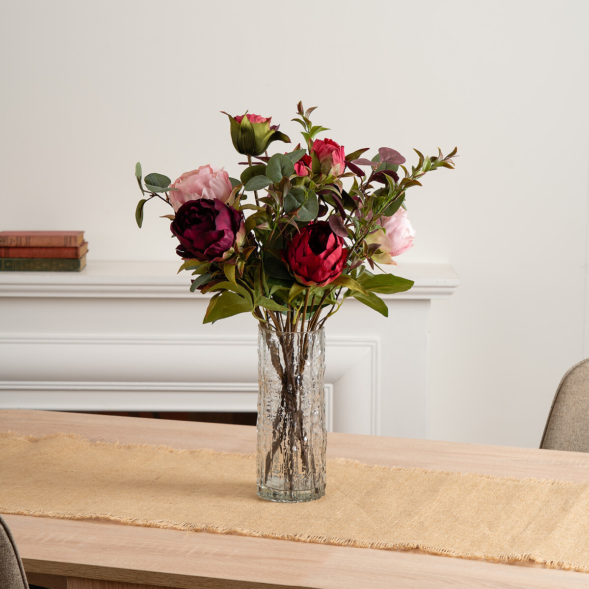 57cm Burgundy & Pink Rose Arrangement, SO'HOME