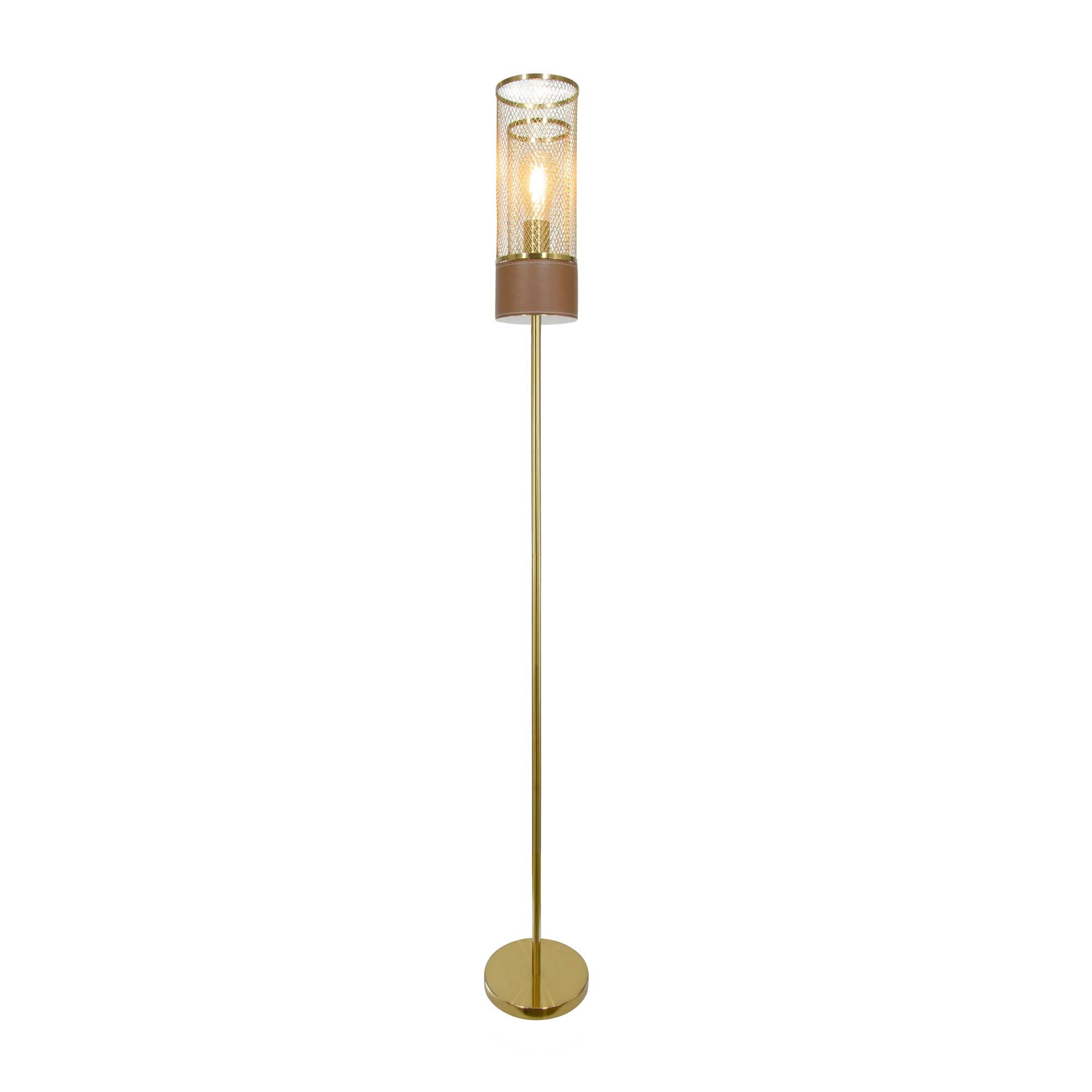 Lampadaire en métal et aspect cuir, ACUERO, C-CREATION