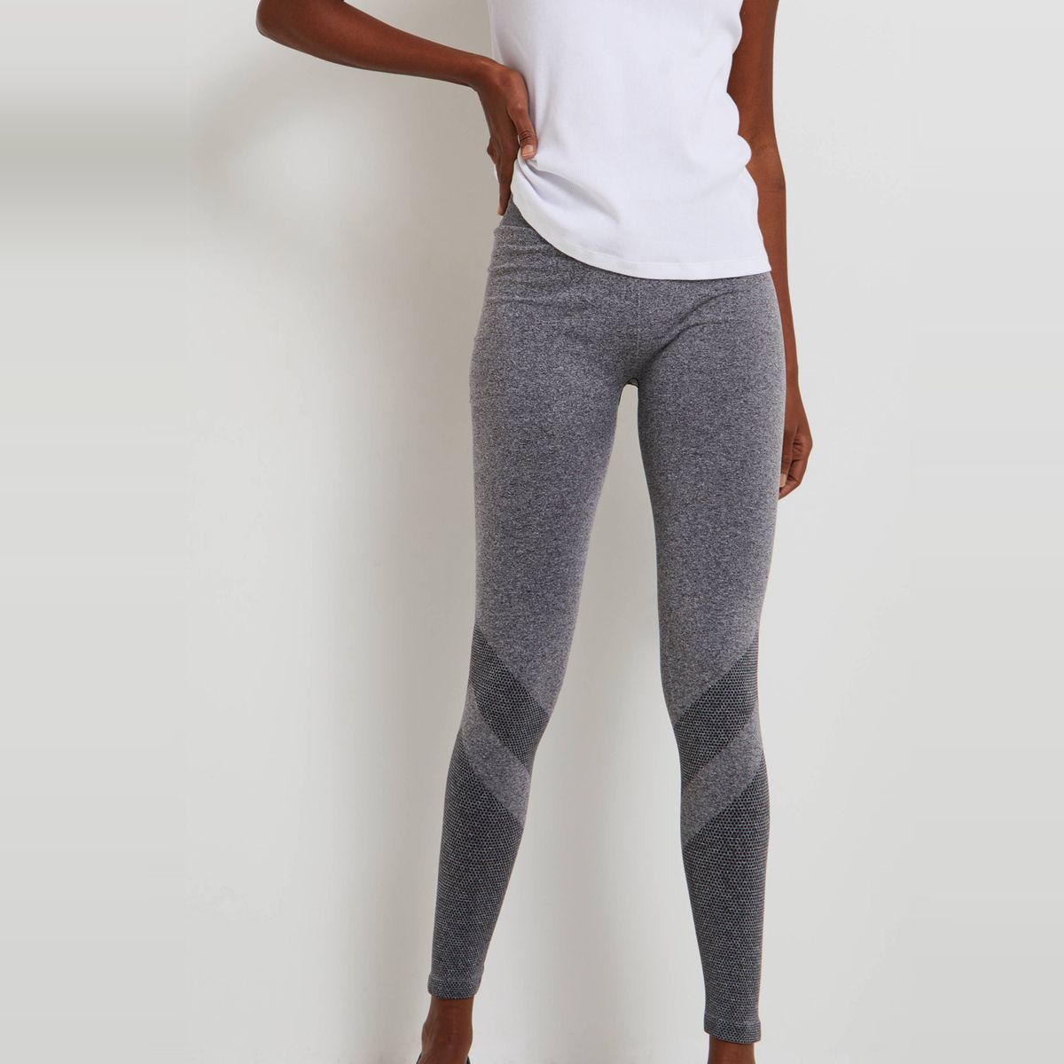 Legging de sport sans coutures avec details jacquard certifie oeko tex gris chine clair Monoprix Fit La Redoute