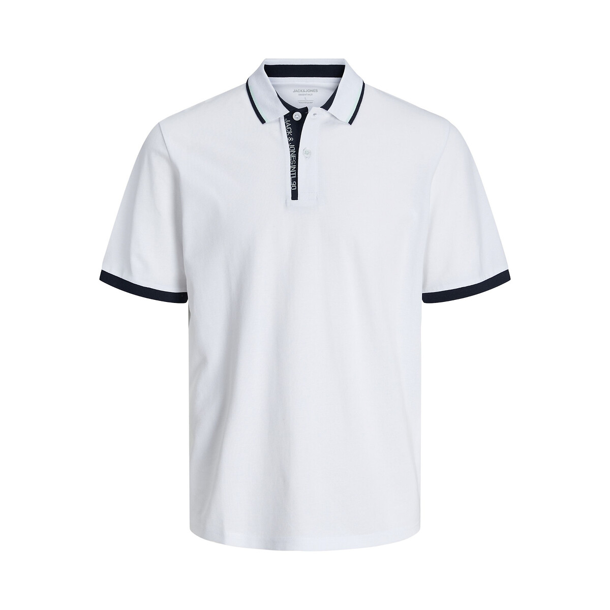 Image of Cotton Tipped Polo Shirt with Logo Collar