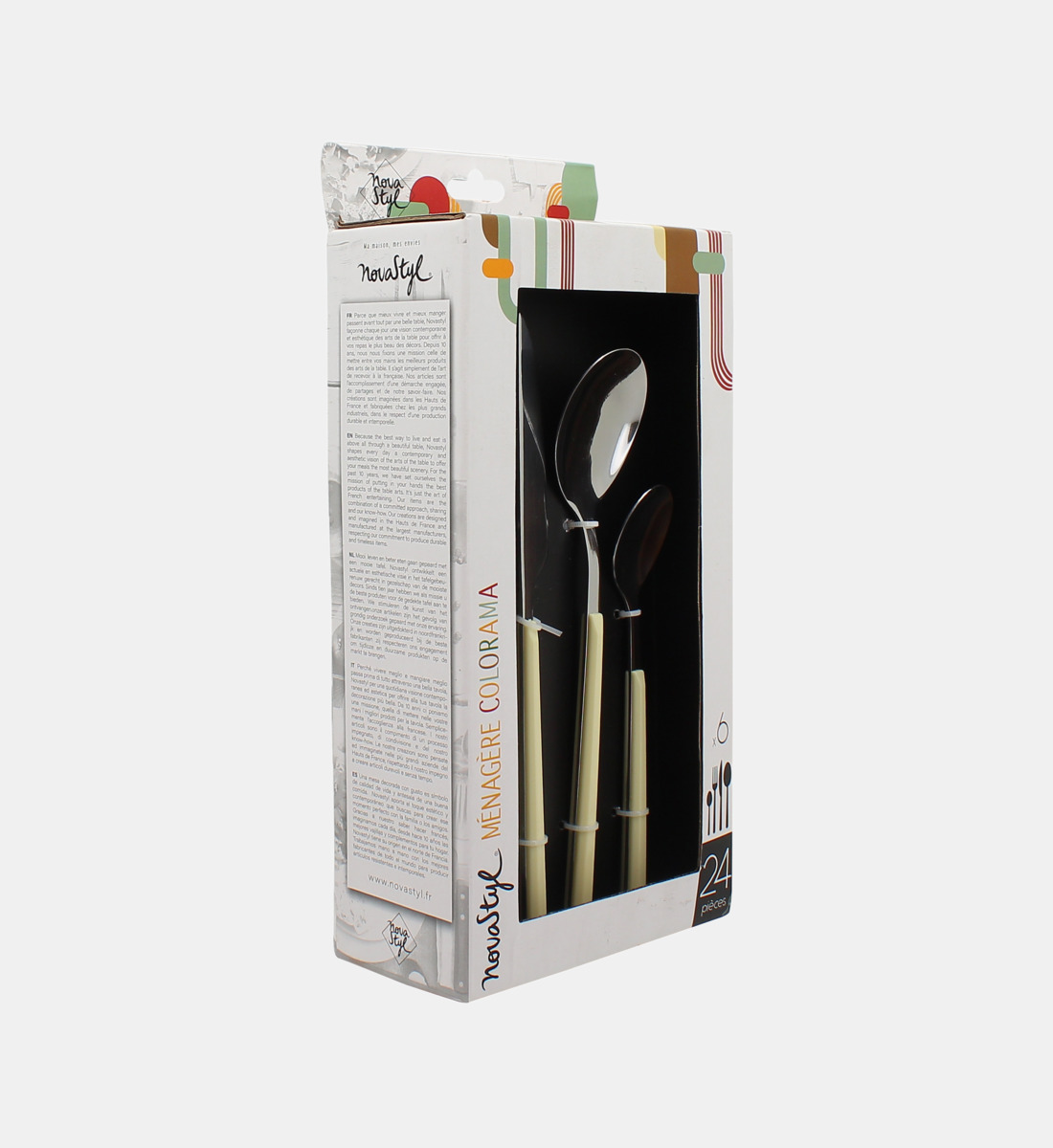 Ménagère 24 pièces en acier inoxydable, COLORAMA, NOVASTYL