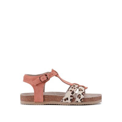 Kids Leather Sandals with Leopard Print Straps LA REDOUTE COLLECTIONS