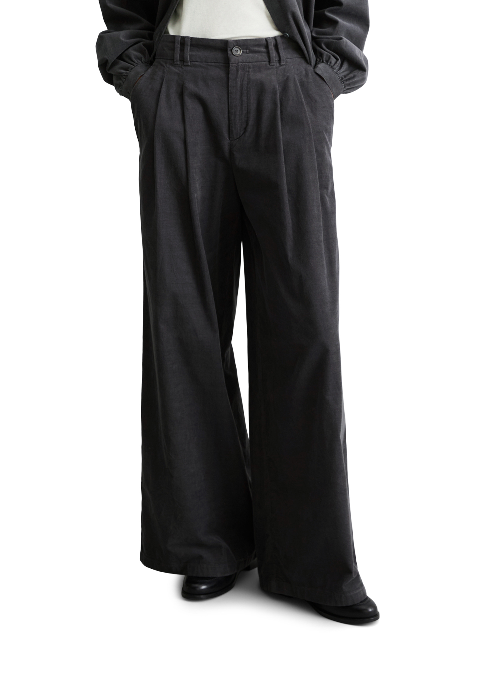 Pantalon en velours côtelé à plis larges en coton biologique, MARC O’POLO DENIM
