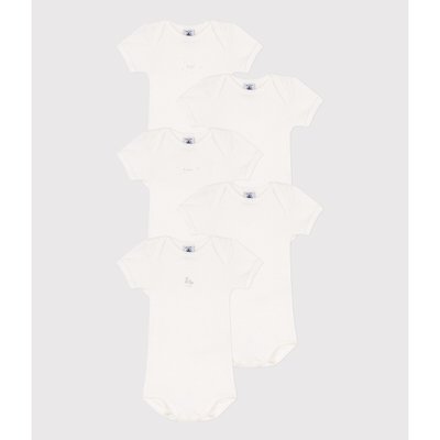 Pack of 5 Bodysuits in Cotton with Short Sleeves PETIT BATEAU
