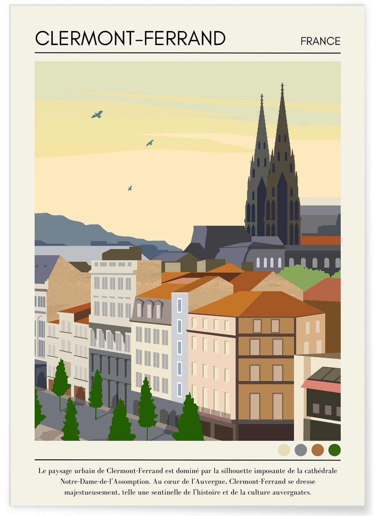 Affiche ville Clermont-Ferrand Vintage, L'AFFICHERIE