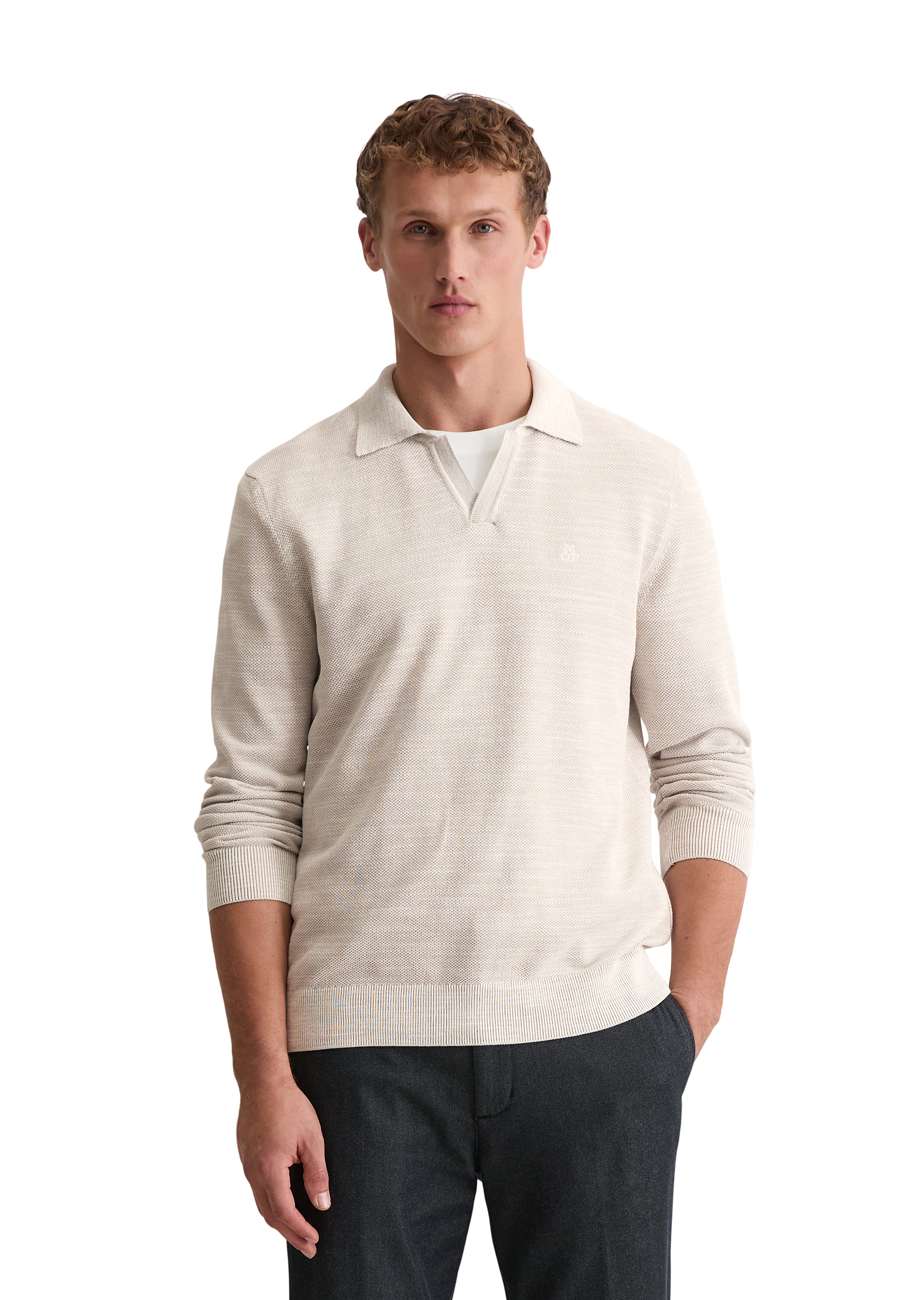 Pull polo regular en piqué de coton bio, MARC O'POLO