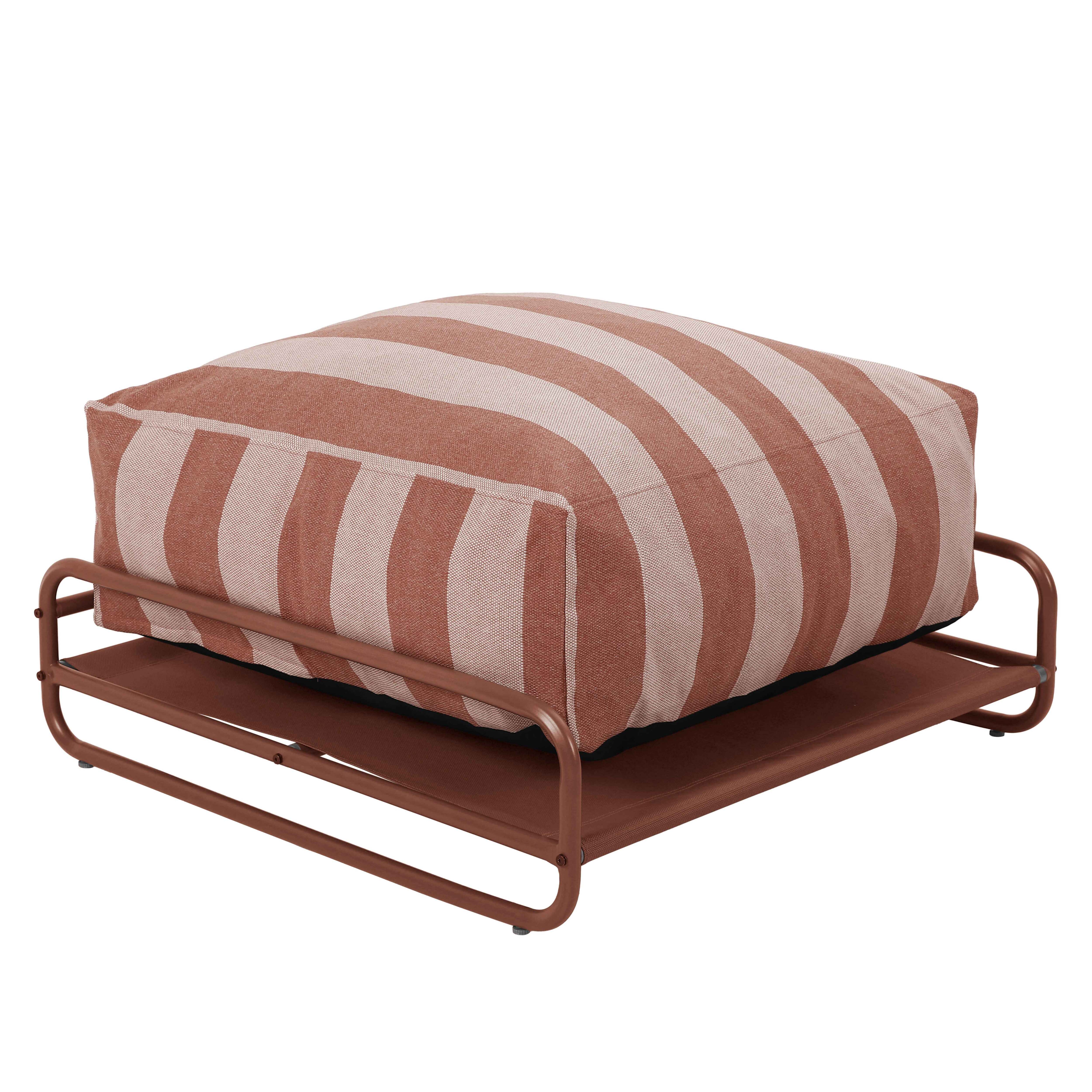 Pouf rayé pour salon de jardin modulable avec structure, MIXI, OVIALA