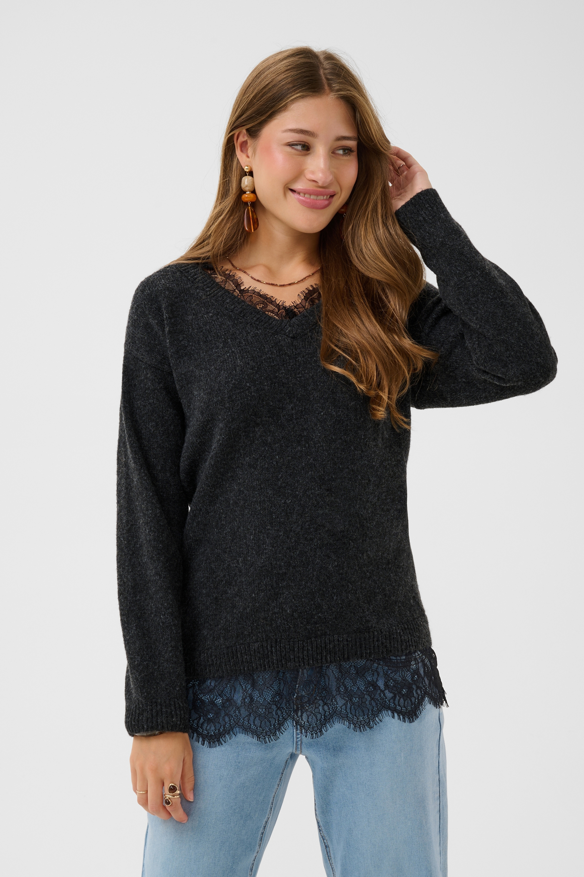 Pullover tricoté, CREAM