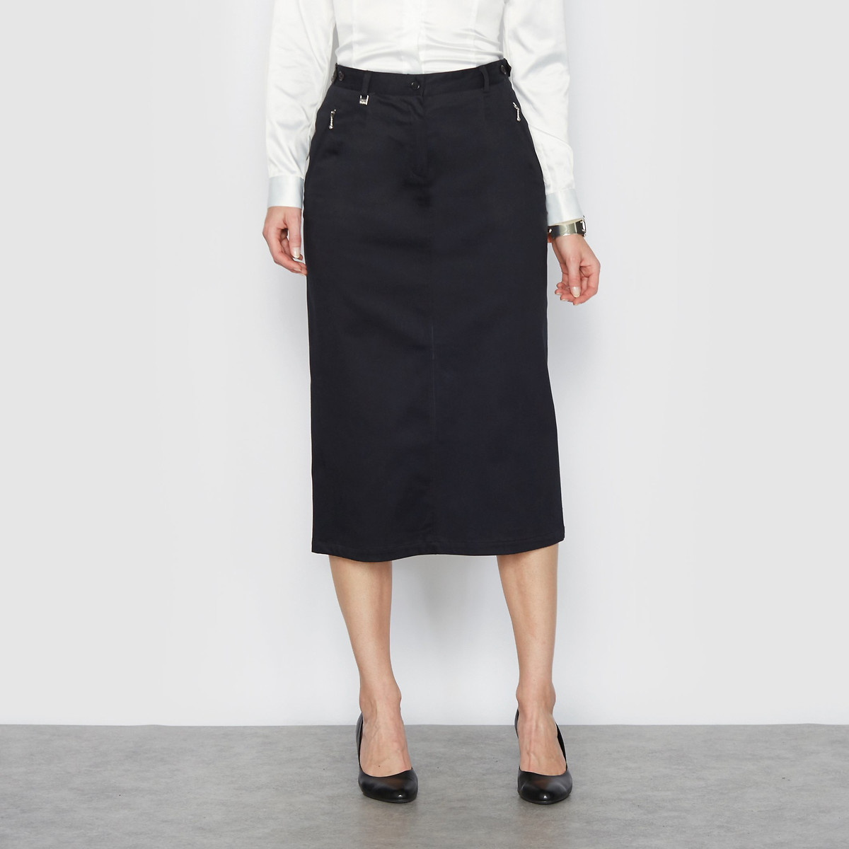 Cotton straight midi skirt Anne Weyburn 