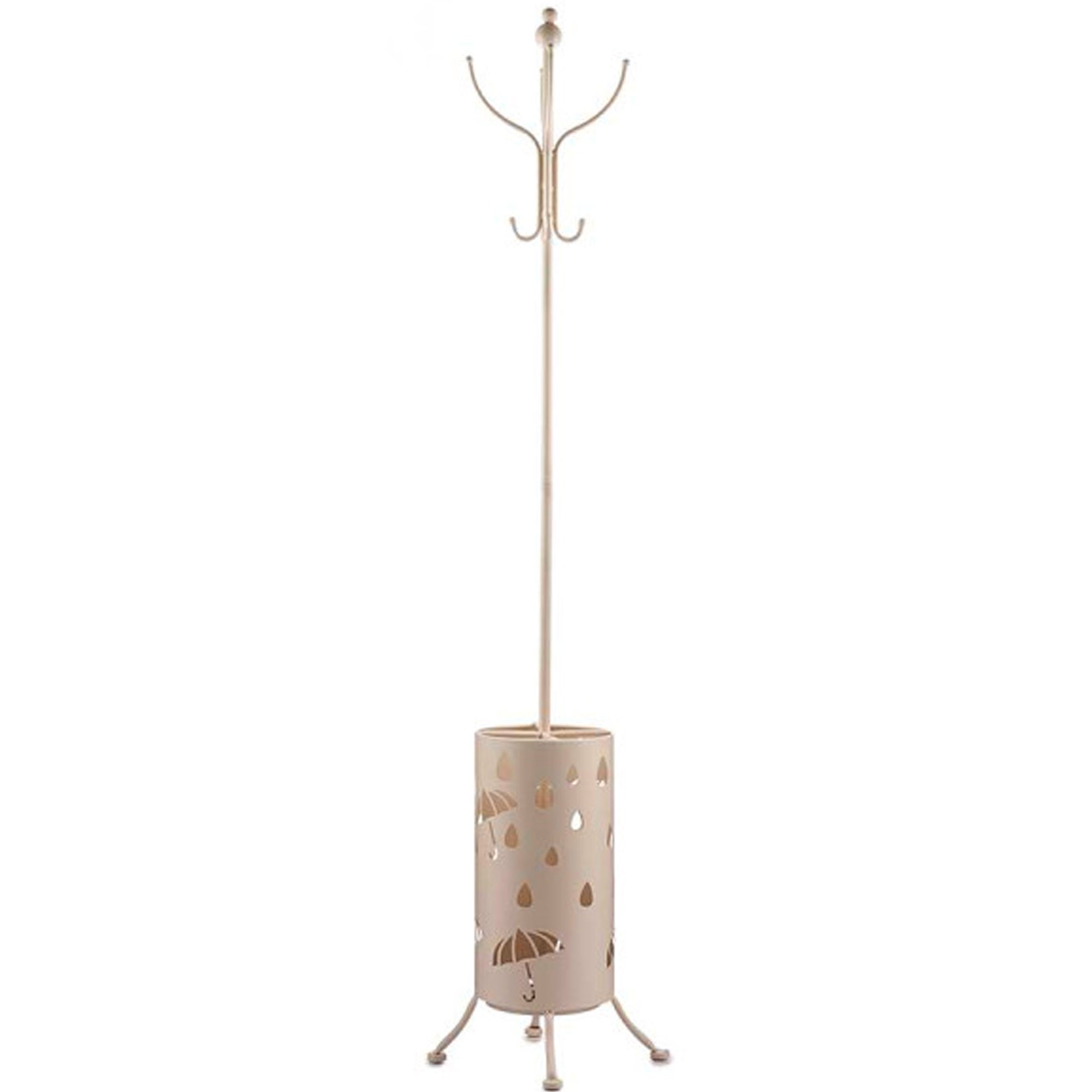 Portemanteau sur pied avec porte parapluies métal beige crème 44x44x185cm, WADIGA