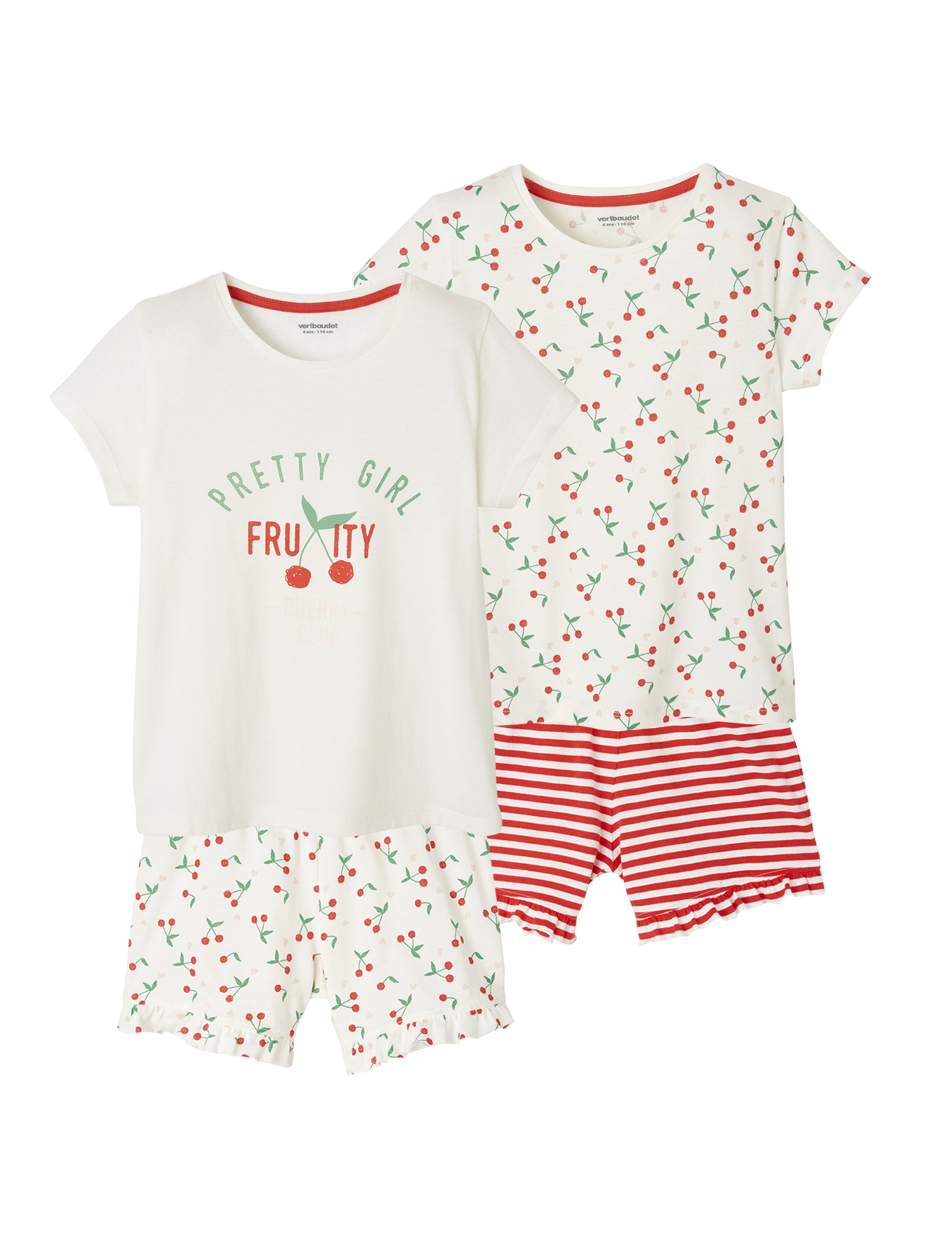 Lot de 2 pyjashorts cerise Oeko-Tex®, VERTBAUDET