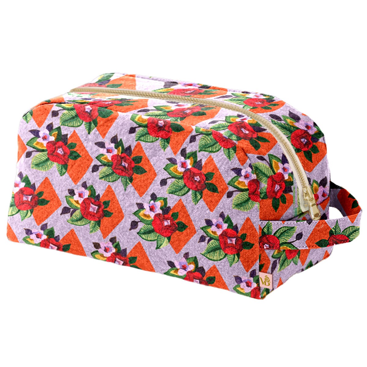Trousse de toilette velours, motif floral, SUZIE, VENT DE BOHÈME