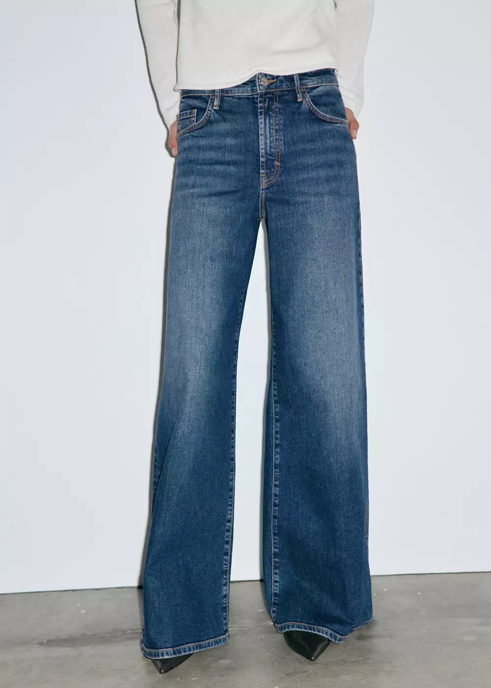 Jean large taille haute, MANGO