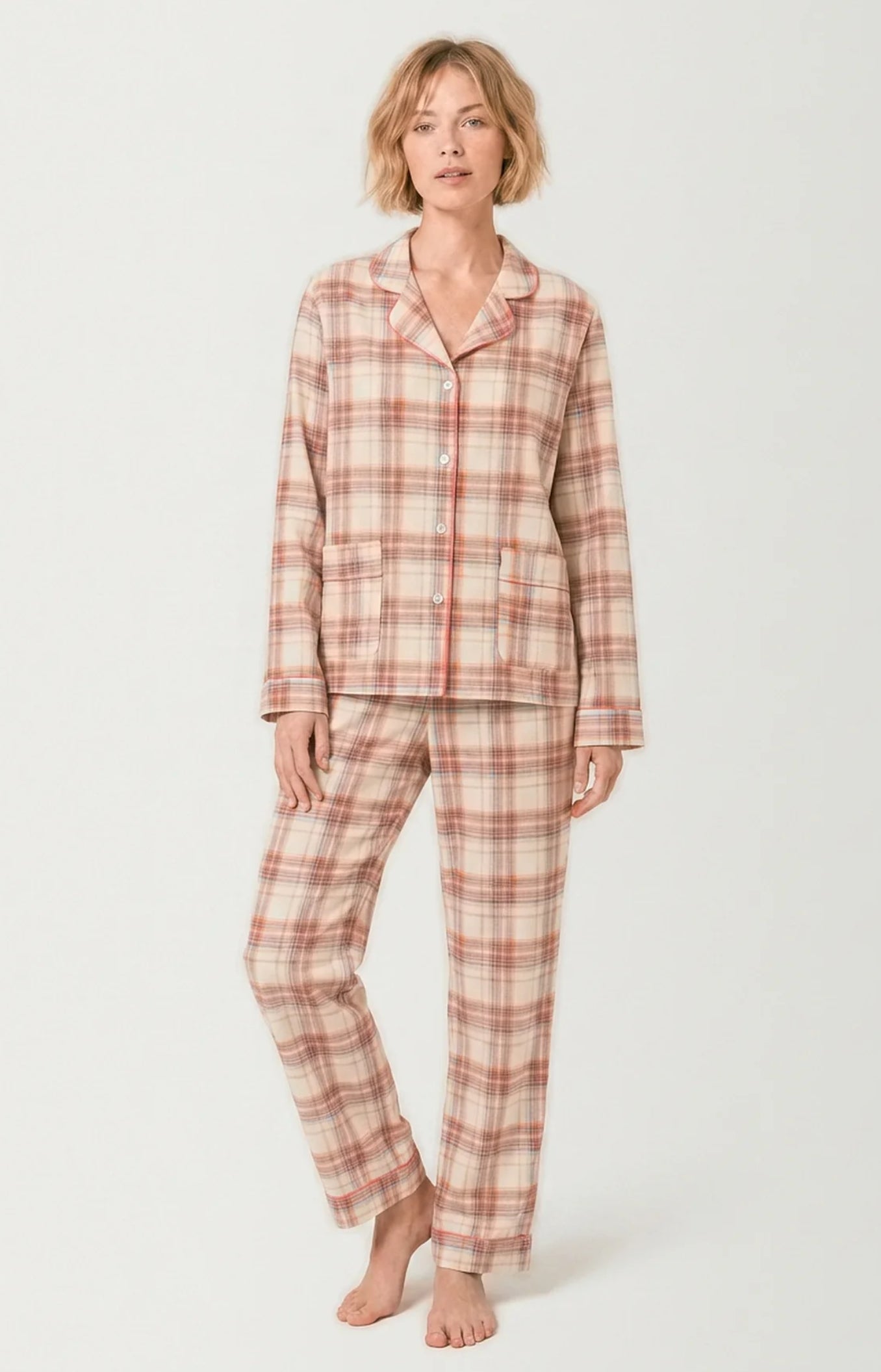 Pyjama boutonné en flanelle de coton à carreaux Alix, ARTHUR