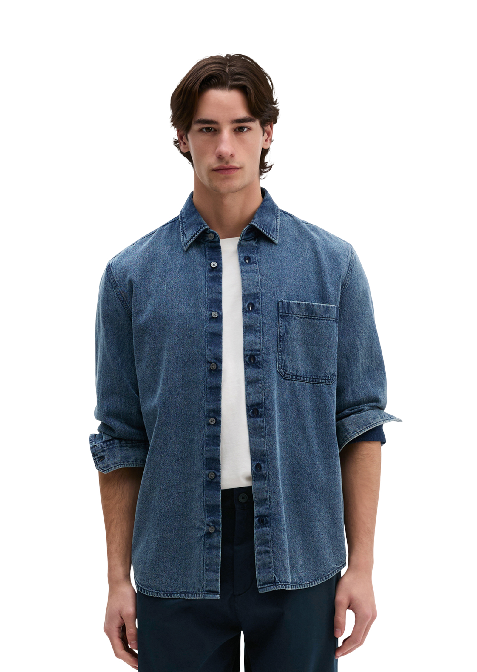 Chemise en jean coupe classique en pur coton bio, MARC O'POLO