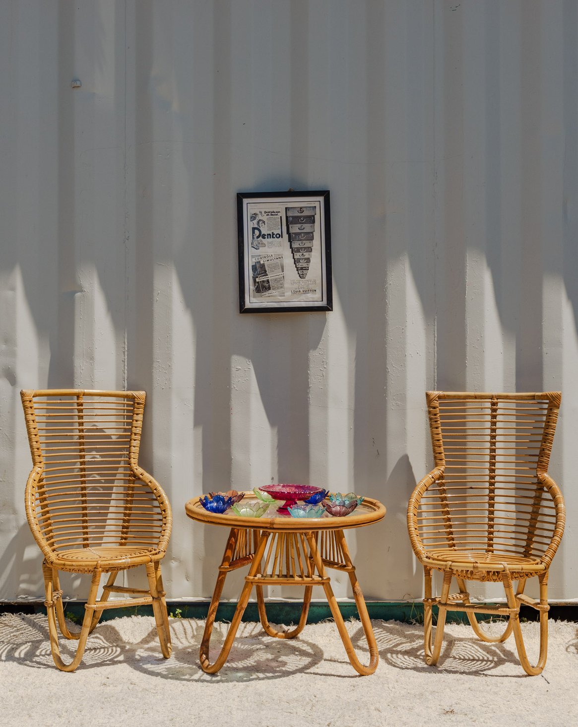 Ensemble de table et fauteuils en rotin Ange N°24 - Bon état, DEBONGOUT