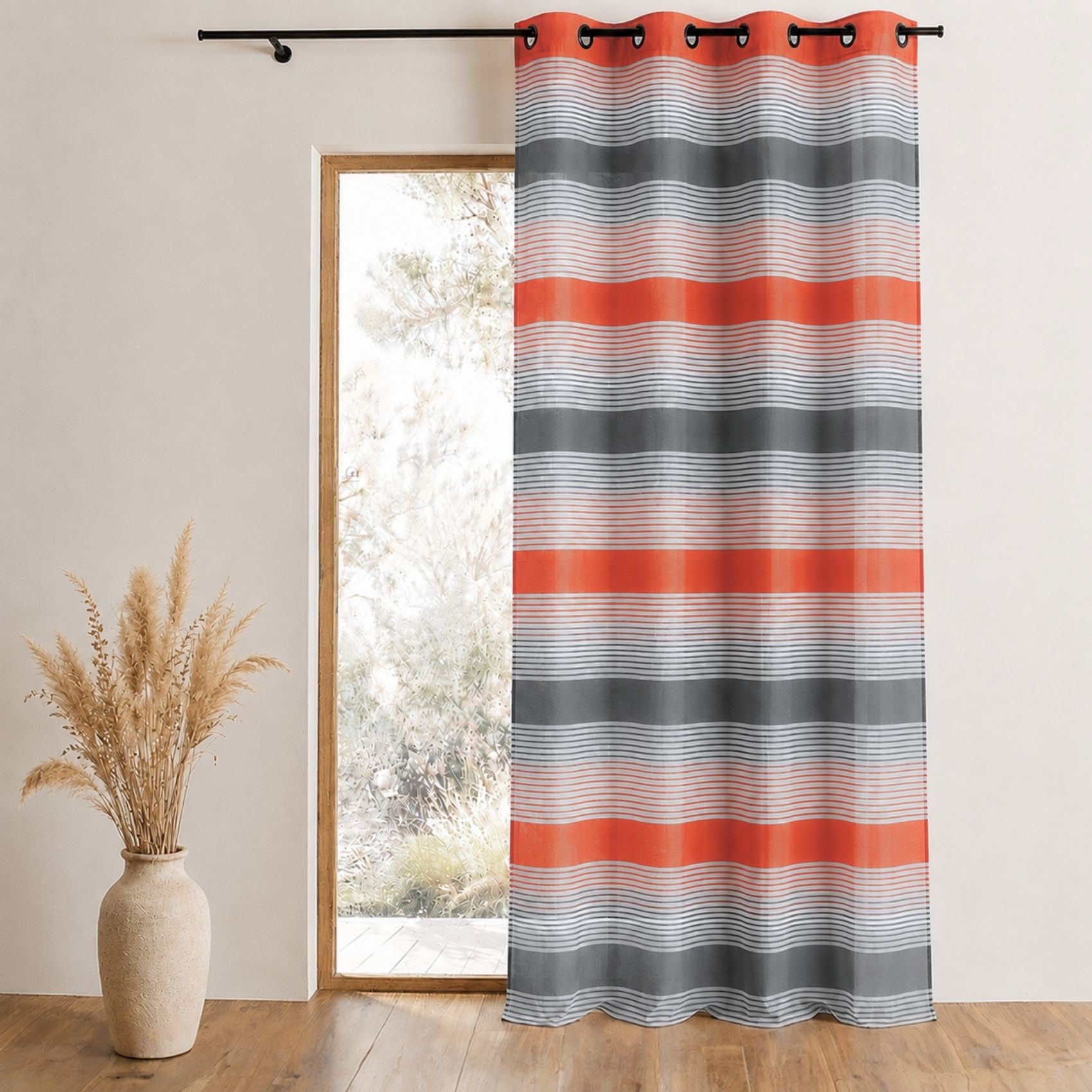 Voilage organza tissé à rayures horizontales, HOME MAISON
