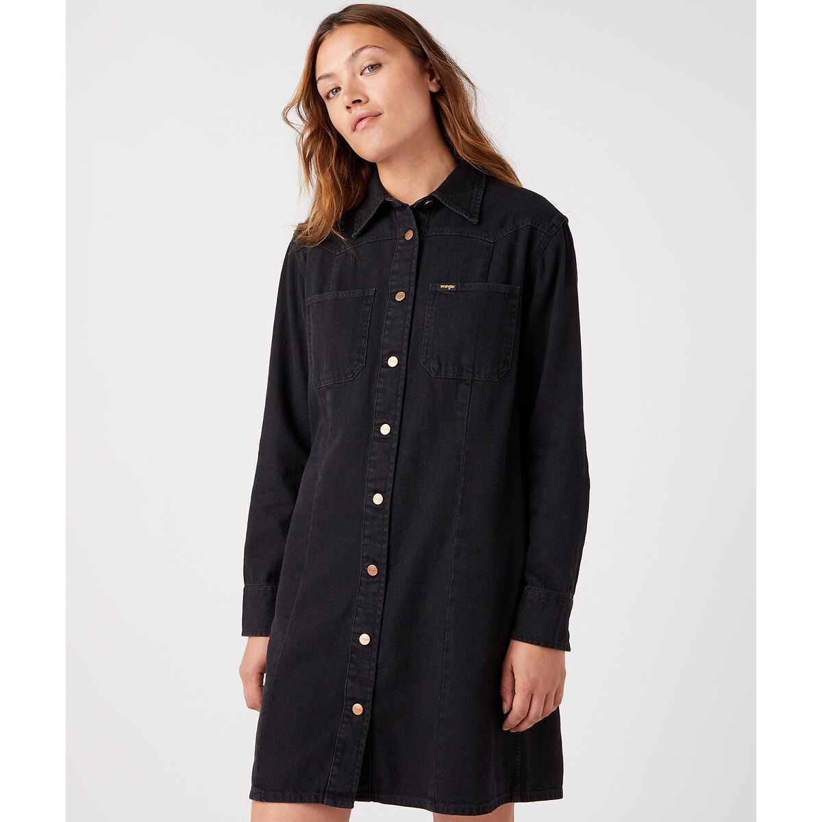 Robe chemise discount en jean noir