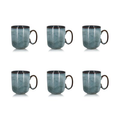 Lot de 6 mugs en grès bleu 40cl OGO LIVING