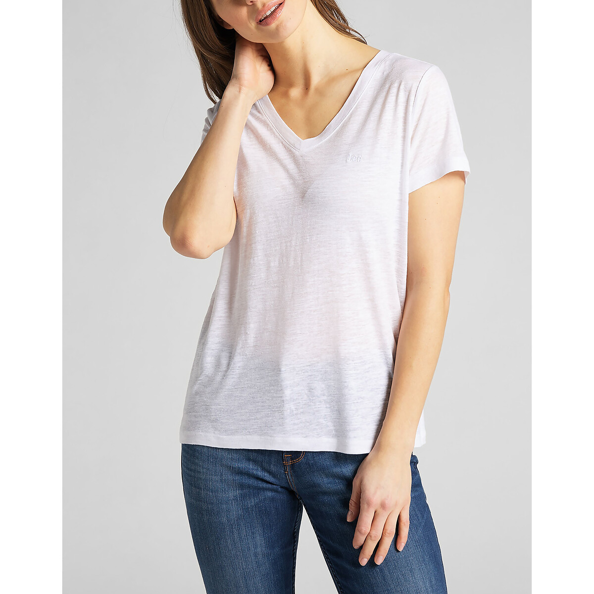 T-shirt met korte mouwen en V-hals