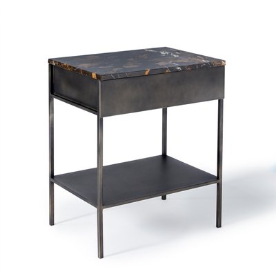 Ambrette Metal & Amber Marble Bedside Table AM.PM
